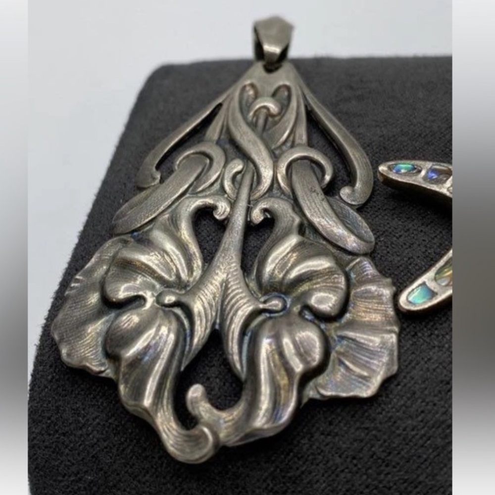 Sold Vintage Victorian Art Nouveau/ Deco Sterling Silver Pendant Necklace